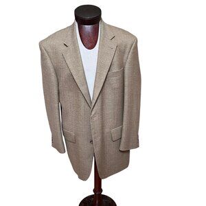 Oscar De La Renta Mens Camel Brown Lambs Wool Cashmere Sport Coat Blazer 42R